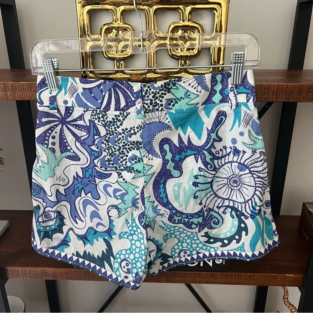 NEW Le Sirenuse Positano Women's Blue Psycho Printed Shorts Women's 36 or 0